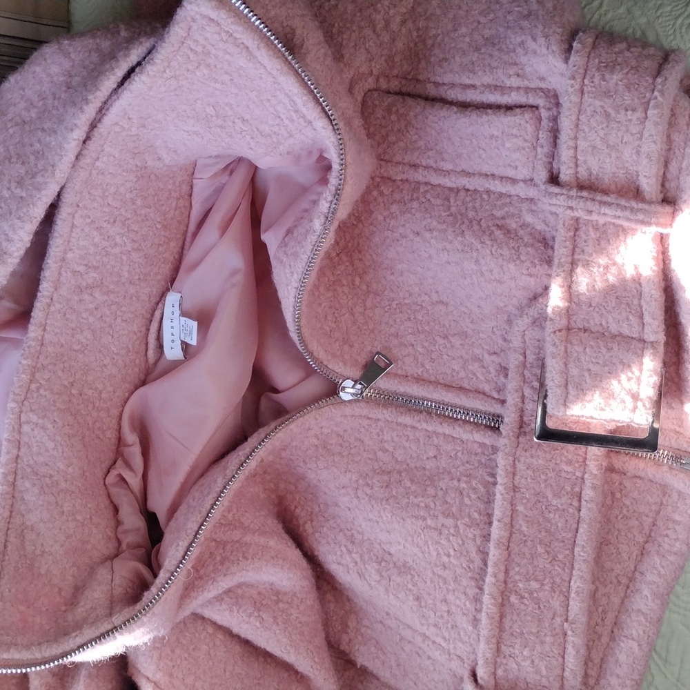 Topshop Pink Teddy Jacket with Hood M - Picture 11 of 11